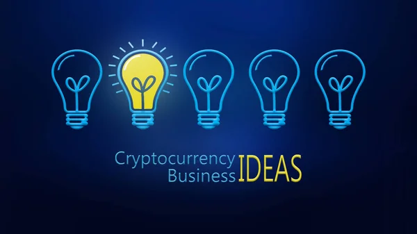 暗号通貨ビジネスのアイデア電球と1つの電球のアイデアは電気を刺激する — ストック写真