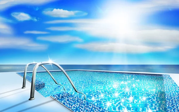 Yüzme Havuzu Boş Zaman Manzara Mavisi — Stok fotoğraf