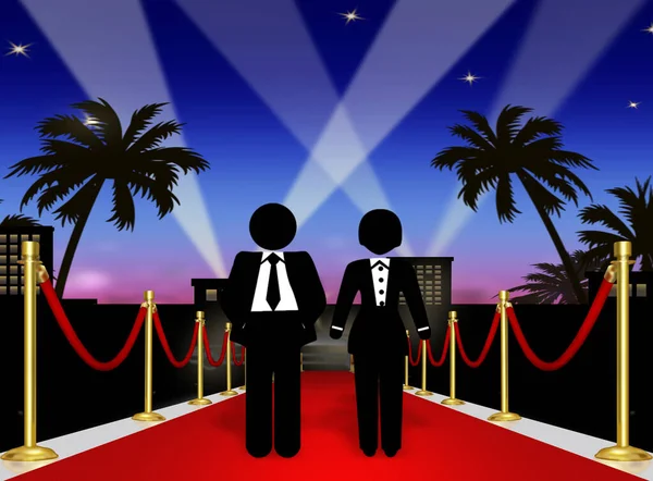 Red Carpet Paparazzi Illustration Space Text — Stock Photo, Image