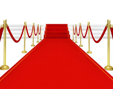 Kırmızı halı paparazzi, metin için 3D illüstrasyon alanı