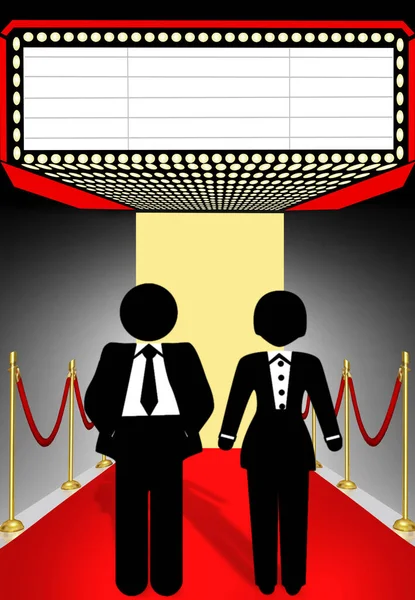 Kırmızı halı paparazzi, metin için 3D illüstrasyon alanı