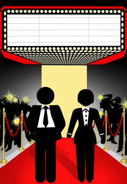 Kırmızı halı paparazzi, metin için 3D illüstrasyon alanı