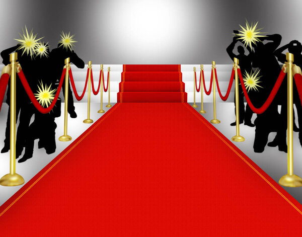 Красная дорожка папарацци, 3D иллюстрации пространства для текста
