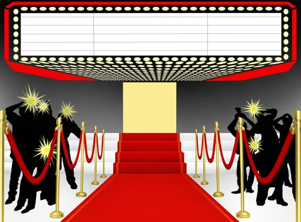 Red Carpet Paparazzi Illustration Space Text — Stock Photo, Image