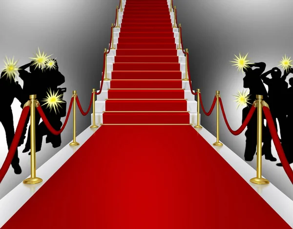 Red Carpet Paparazzi Illustration Space Text — Stock Photo, Image