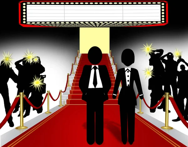 Red Carpet Paparazzi Illustration Space Text — Stock Photo, Image