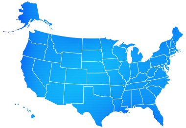 Amerika Birleşik Devletleri haritası mavi, Amerika izole