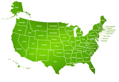 Birleşik Devletler haritası yeşil, Amerika izole