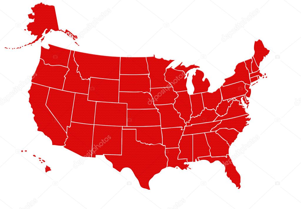 united states map red,America isolated