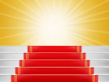 Mesaj için yeri olan kırmızı halı merdiveni, 3D VIP