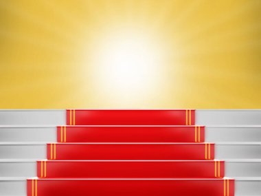 Mesaj için yeri olan kırmızı halı merdiveni, 3D VIP