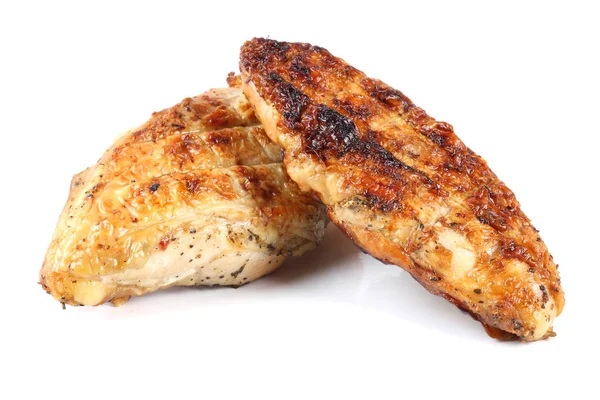 Filet de poulet grillé isolé sur blanc — Photo