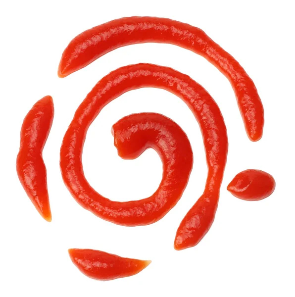 Κόκκινο κέτσαπ πιτσιλιές που απομονώνονται σε λευκό — Φωτογραφία Αρχείου