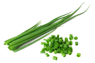 cut of green onion isolated on white background  clipart