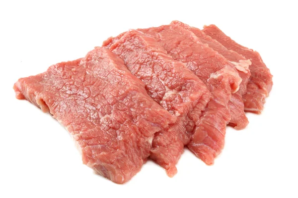 Rohes Rindfleisch isoliert auf weißem Hintergrund — Stockfoto