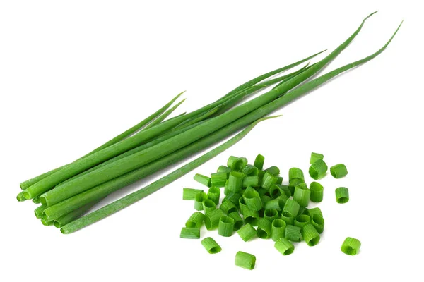 Corte de cebola verde isolado no fundo branco — Fotografia de Stock