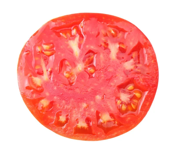 Скибочки помідорів ізольовані на білому тлі вид зверху — стокове фото