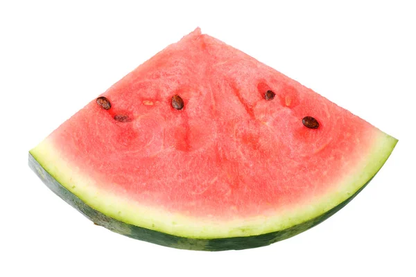 Skivad mogen vattenmelon isolerad på vit bakgrund. ovanifrån — Stockfoto