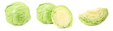lahana koleksiyonu. Beyaz arka planda izole edilmiş yeşil lahana. sağlıklı yiyecekler