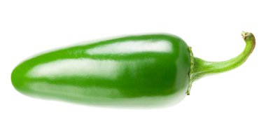 Jalapeno biberi beyaz arka planda izole edilmiş yıllık Capsicum meyveleri