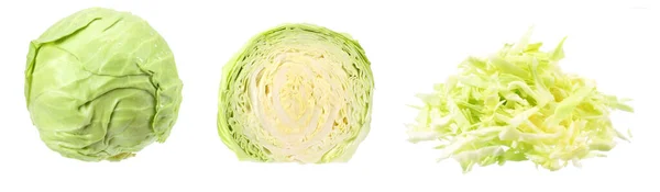 Collectioin Λάχανο Πράσινο Λάχανο Απομονωμένο Λευκό Φόντο Υγιεινά Τρόφιμα — Φωτογραφία Αρχείου
