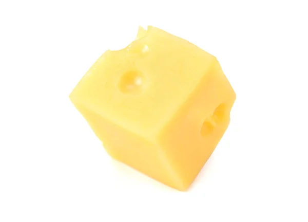 Stück Käse Isoliert Auf Weißem Hintergrund Makro — Stockfoto