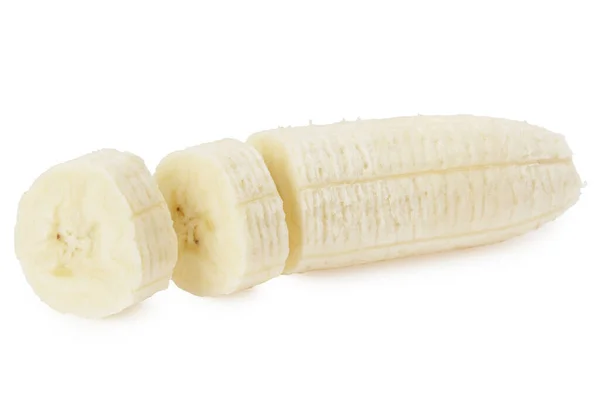 Banane Fraîche Coupée Tranches Isolée Sur Fond Blanc Aliments Sains — Photo