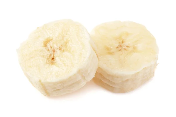 Banana Fresca Affettata Isolata Sfondo Bianco — Foto Stock