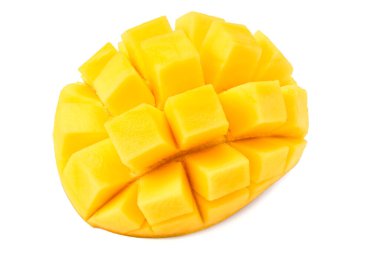 Beyaz arka planda izole edilmiş taze mango. sağlıklı yiyecekler.