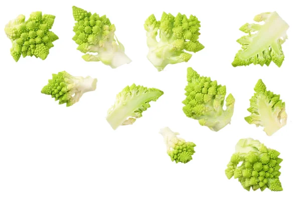 Sliced Romanesco Broccoli Isolated White Background Roman Cauliflower Top View — Stock Photo, Image