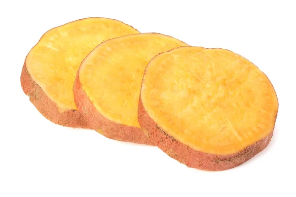 Sliced Sweet Potatoes Isolated White Background — Stock Photo, Image