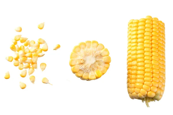 Čerstvé Kukuřice Semena Izolované Bílém Pozadí — Stock fotografie