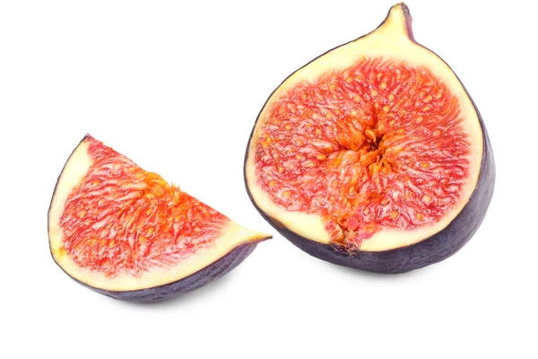 Fig Frukter Med Skivor Isolerad Vit Bakgrund — Stockfoto