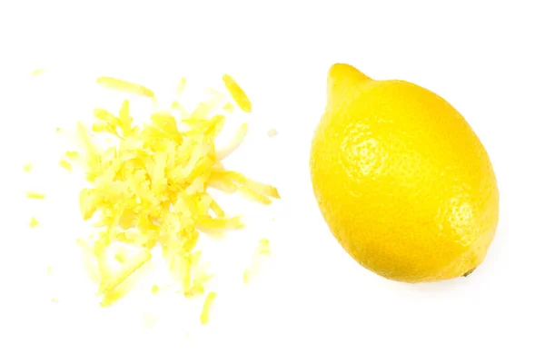 Zeste Citron Isolé Sur Fond Blanc Aliments Sains — Photo