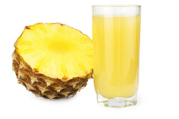 Piña Madura Rodajas Con Jugo Aislado Sobre Fondo Blanco Antecedentes — Foto de Stock