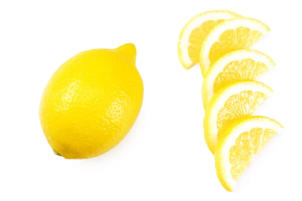 Sliced Lemons Isolated White Background Top View — Stock Photo, Image