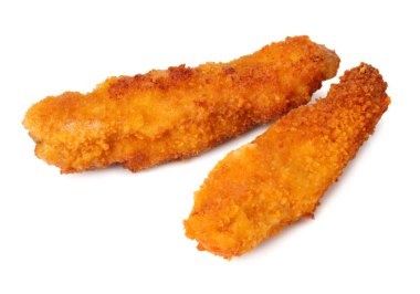 Tavuk külçeleri beyaz arka planda izole edilmiş. Fast food