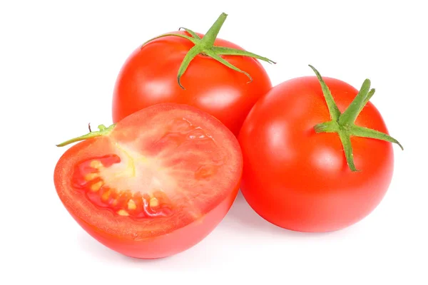 Świeże Pomidory Plastrami Wyizolowanymi Białym Tle — Zdjęcie stockowe