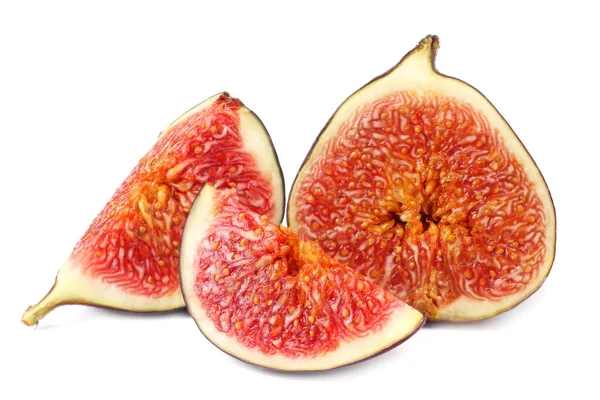 Fig Frutas Com Fatia Corte Isolada Sobre Fundo Branco — Fotografia de Stock