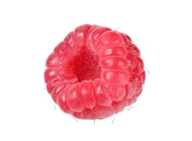 Beyaz arka planda izole edilmiş olgun bir ahududu.