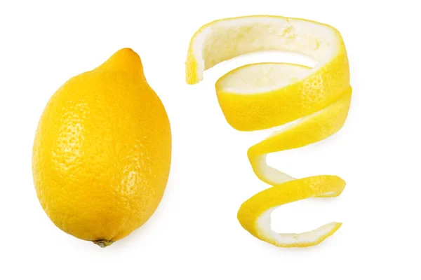 Fresh Lemon Peel Isolated White Background Healthy Food — Stock Photo, Image