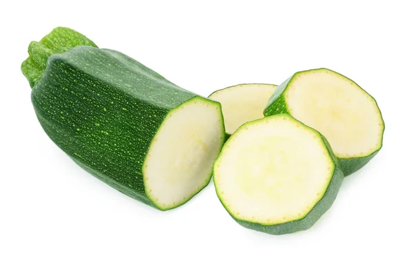 Frische Grüne Zucchini Scheiben Isoliert Auf Weißem Hintergrund — Stockfoto