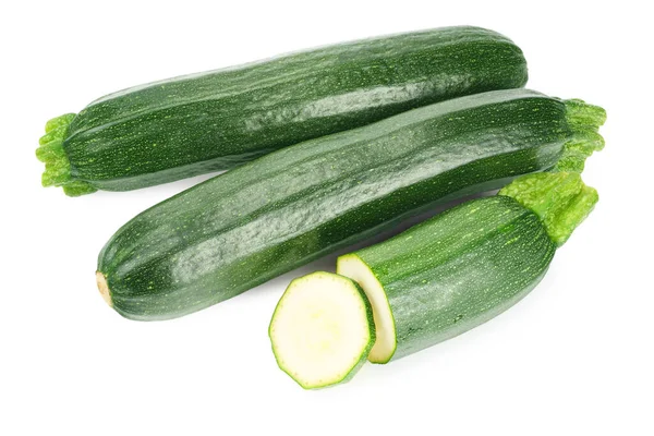 Verse Groene Courgettes Geïsoleerd Witte Achtergrond — Stockfoto