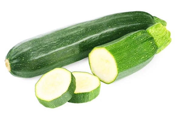 Frische Grüne Zucchini Scheiben Isoliert Auf Weißem Hintergrund — Stockfoto