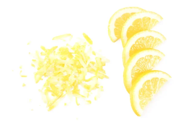 Lemon Zest Isolated White Background Healthy Food — Stock Photo, Image