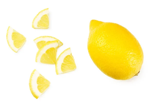 Citron Avec Tranches Isolées Sur Fond Blanc Vue Dessus — Photo