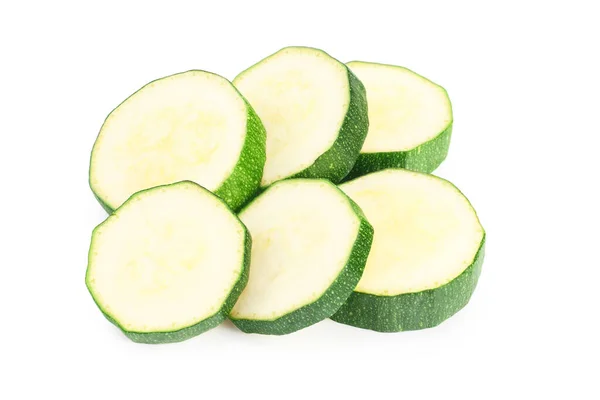 Fette Zucchine Verdi Fresche Isolate Sfondo Bianco — Foto Stock