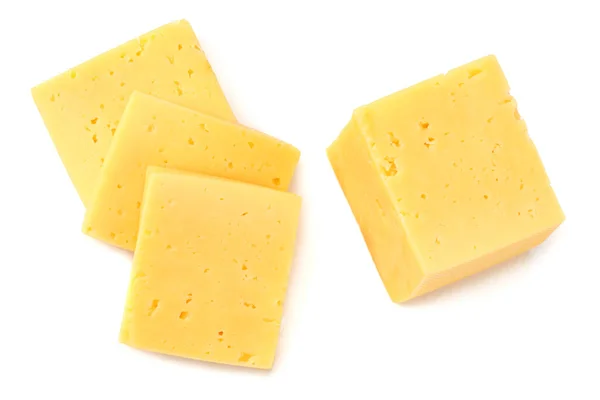 Кусочки Сыра Изолированы Белом Фоне Вид Сверху — стоковое фото