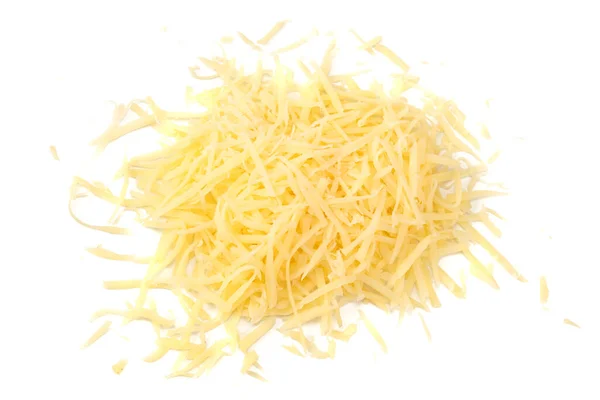 Grated Cheese Isolated White Background Top View — Stock Photo, Image