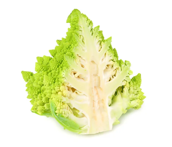 Gesneden Romaanse Broccoli Geïsoleerd Witte Achtergrond Romeinse Bloemkool Bovenaanzicht — Stockfoto